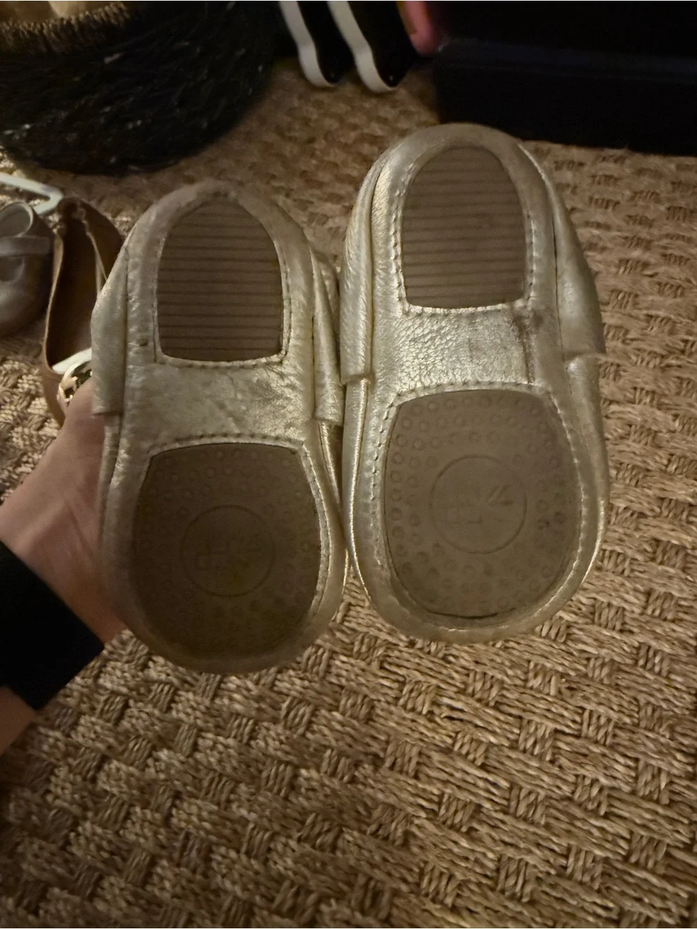 Freshly Picked Metallic Gold Baby Moccasins with Bow